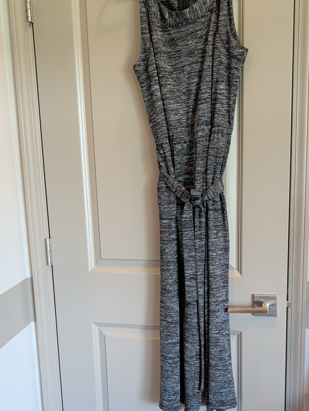Talbots Black and Gray Textured Knit Jumpsuit
